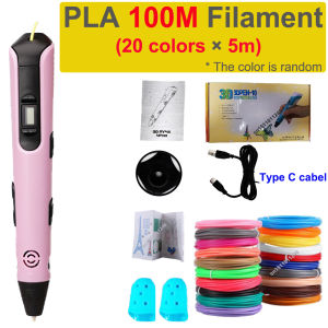 3D Printing Pen with PLA Consumables LCD 3D Graffiti Tool Friends Children Christmas New Year Birthday Gifts 9M Consumable