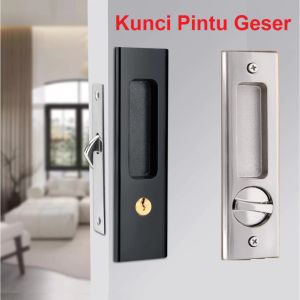 Kunci Pintu Sliding Geser Set Handle Paduan Seng Invisible Door Lock Latch Tertanam Pintu Interior Anti Karat Tak Zinc Alloy
