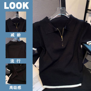 Zhangzhou Womens Short Sleeve Polo Shirt Zipper Design Slim Fit Spring Summer Fashionable Sun Protection Single Piece Button