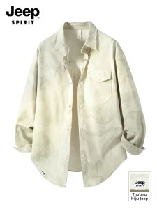JEEP SPIRIT | Dye Leisure Loose Workwear Trendy Long Sleeve Shirt for Men Spring Autumn