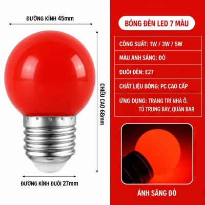 Bóng Đèn LED Chanh 3W E27 Trang Trí Nhiều Màu - Đỏ Vàng Xanh Lá Xanh Dương Hồng Trắng - Tiết Kiệm Điện