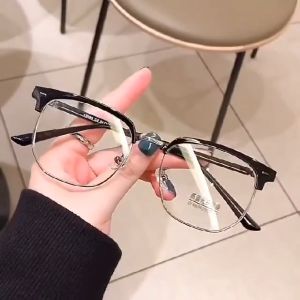 HZ Kacamata Photocromic Korea Anti Radiasi Blue Ray 2 In 1 Photochromic Gaya Korea Bentuk Bulat Bahan Metal untuk Pria dan Wanita