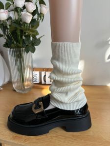 Idle Style Milk Tea Brown Pile Style Foot Sock Female Spring and Autumn Thin Japanese Style Milk White Cashmere Texture Knit Leg Sleeve