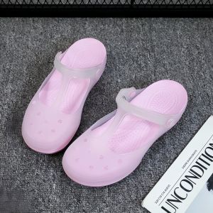 Comfortable Womens Summer Hole Shoes Anti-Slip Soft Bottom Jelly Slippers Beach Sandals Casual Low Top Glue Adhesive Shoes