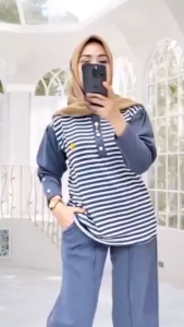 PROMO GRATIS ONGKIR OLILA SET JUMBO LD 110 120 130 XL XXL XXXL SETELAN MOTIF SALUR MODEL KERAH & RIB BERKANCING BUSUI FRENDLY ONESET WANITA DEWASA TERBARU