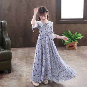 Long Floral Princess Party Dress for Girls 5-16Y Summer Elegant Bohemian Chiffon Maxi Dresses Teenage Girl Holiday Clothes 13 14