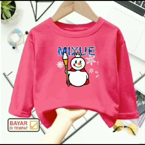 Kaos Atasan Anak Usia 1-12 Tahun Mixue Salju Lengan Panjang