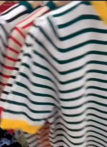 เสื้อยืดแขนสั้นลายทางสำหรับผู้หญิงปแฟชั่นใหม่สไตล์เสื้อสเวตเตอร์ คอกลม Clothing Women Lady Tshirt