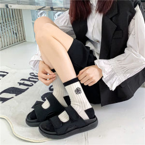 French Mary Jane Style Long Tube Socks Pure Cotton Black White Womens Autumn Spring Leg Socks Comfortable Warm High Tube Socks