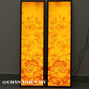 Đèn Hào Quang In Tranh Trúc Chỉ Hoa Sen Bộ Đôi Trang Trí Bàn Thờ Phòng Thờ Treo Tường TC-TD-01
