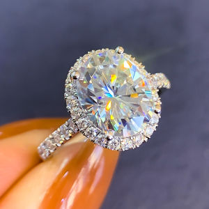 18K Gold Big Diamond Mosanite Diamond Ring Womens 1 Karat Artificial Diamond Ring Womens Sterling Silver Moissanite Oval Ring for Women