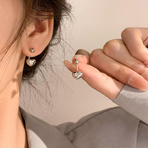 Sweet Heart Shaped Earrings S925 Silver Needle Female Post Hanging Style New 2024 Trendy Small Design High End Ear Jewelry