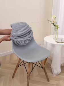 Nordic Dining Chair Covers Elastic Jacquard All-inclusive Seat Slipcover Washable Anti-dirty Armless Shell Chair Case Home Hotel