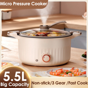 [COD]5.5L Electric Micro Pressure Cooker Non-stick Cooking With Lock Feature Electric Stew Pot Soup Pot Multifunction Cooker