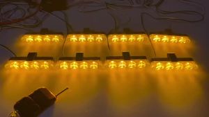 8 In 1 Amber LED Strobe Lights Car Emergency Light With Wireless Remote Control LED Flash Grille Light for Cars Truck