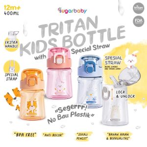 Sugarbaby Botol Minum Anak Tritan TKBST400 - 400ml - Segar No Bau Plastik dengan Sedotan Besar (12M+)