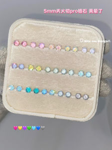 Rita Zoo Gradient Multi-Faceted Zirconium Stone Titanium Steel Ear Bone Studs Earrings round Shape Medical Steel Touch