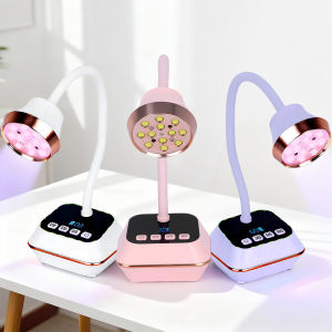 Rechargeable UV LED Nail Lamp with Colorful Mood Light 360° Flexible Gooseneck 3 Timer Modes Auto Sensor & LCD Display