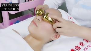 Thép vàng không gỉ Ice quả cầu muỗng Massager mát xa mặt dính cho mặt nạ ngủ Massager lăn mặt công cụ chăm sóc da ﻿