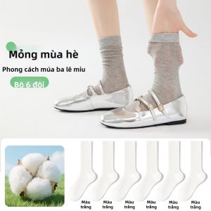 Vớ Cotton Phong Cách Ballet Màu Xám Đủ Chiều Dài Cổ Chân Cho Mùa Hè