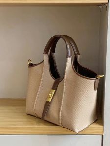 Large Capacity Tote Bag New Style Womens Bucket Bag Fashionable Casual Crossbody Satchel Soft Surface Zipper Closure