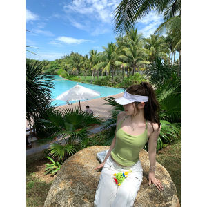 Spring Summer New Style Womens Slim Fit Vest Strap Built-in Chest Pad Outdoor Wear Hot Girl Short Base Layer Inner Wear