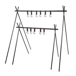 【HOSPORT】 Aluminum Alloy Camping Hanging Rack Foldable Portable Cookware Pot Pan Rack Lightweight Multifunctional for Picnic Barbecue for Hiking Backpacking