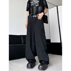 Black Wide Leg Jeans Men Women Trendy Loose Vibe Style Harlan Micro Flare Pants Spring Summer Thin Cotton Denim Jeans