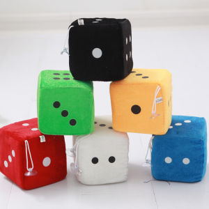 [Charainwang] Car Plush Dice Toy Sucker Pendant Creative Party Toy Car Rear View Mirror Pendant Car Styling Kids Activity Games Props Car-mounted