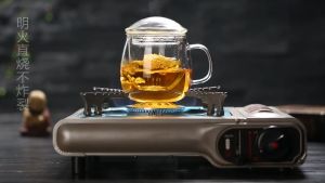 Cawan Teh Bunga Kaca pelapis penutup & pemegang Glass Flower Teacup with cover & handle big mug & inner Filter 过滤玻璃杯功夫茶杯