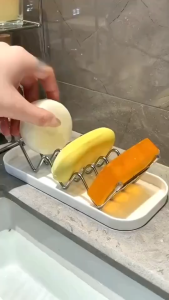 Multifunctional Stainless Steel Soap Rack Wave Shape Waterproof Drain Tray Soap Dish for Household Bathroom