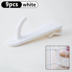 9pcs Multi-Functional Grid Hooks for Wire Board Bathroom Storage Rack Home Office Decor Supermarket Jewelry Display Black/White