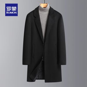 ROMON | Lormen Mens Woolen Coat Autumn Winter Mid-Length Casual Thickened Suit Collar Jacket Fashionable Windbreaker