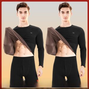 miiow | Thickened Fleece Warm Underwear Set For Men Catman German Velvet Winter Anti-cold Heat-generating Middle-aged and Elderly Peoples Suit