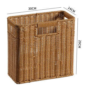 Japanese Style Wicker Storage Basket Narrow Edge for Bedroom Book Newspaper Cabinet Storage Basket Clothing Organizer