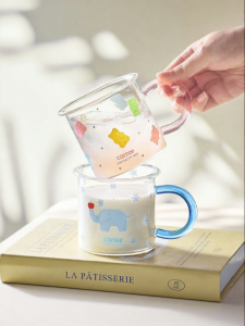 CAROTE | Elegant Borosilicate Glass Cup with Handle for Juice and Milk