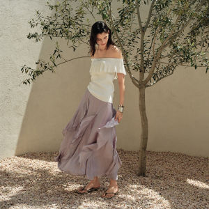 DUSHU | Multisize Acetate Crinkle Luster Halter Half Skirt Set