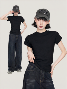 BAIDAIFEI | Slim Fitting American Style T-shirt Suitable for Layering
