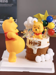 Adorable Big Belly Winnie the Pooh Cake Decoration Pregnant Wife Birthday Decoration Hard Working Mommy Costume Festival Supplies