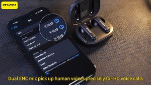 Awei T66 ENC Wireless Earphone Dual Mics -40dB Noise Cancelling Bluetooth 5.3 HD Calls HIFI Bass Semi In Ear TWS Earbuds IPX6 Waterproof 25H Long Playtime