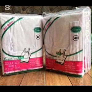 ECER ( 1 BIJI ) singlet kaos dalam pria merk Riki motif salur putih size M hingga LLL
