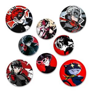 Mesuca | Game P-Persona 5 Soft Button Pin Round Metal Badge Lapel Pin Parts Gift Friends Kid Jewelry