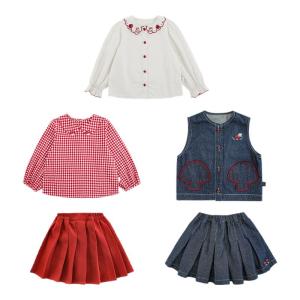 Spring Casual Cotton Blend Shirt And Skirt Set for Girls with Stand Collar Pleated Bubble Sleeve Multi-Piece Set Childrens Wear