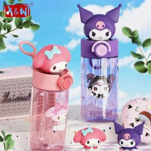 Transparent Cup 500ml Kawaii Hello Kitty Kuromi Cinnamoroll Melody Sanrio Dolls Water Bottle Tritan Kid Drinking Cup Kids Gift