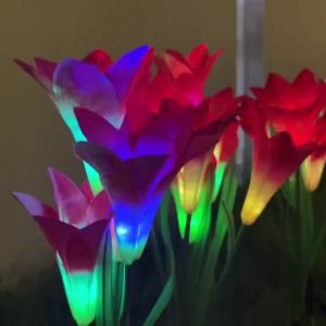 Solar Powered Lilies Garden Decorative Lights Outdoor Lighting Festive Gift Ground Plug-In Solar Lampshade