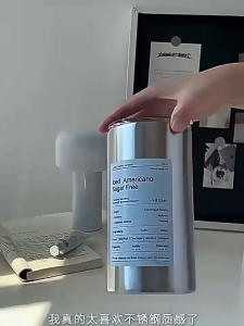 600ML แก้วสแตนเลส มินิมอล แก้วกาแฟ พร้อมหลอด แก้วเก็บอุณหภูมิ สไตล์มินิมอล