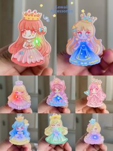 Princess Laser Shiny Walking Shoe Buckle Flower Cute Cartoon Flashing Shoelace Charms One Piece Summer 2024 China Made