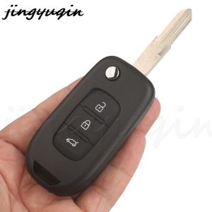 Jingyuqin Flip Car Key Shell Case For Renault Logan Duster Sandero Oroch without PCB Housing Replacement 2/3BTN VA2/VAC102 blade