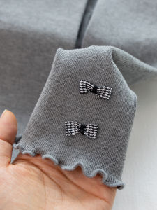 Girls Butterfly Knot Nine Points Long Pants Thin but Thick Childrens Tights Spring Autumn High Waist Elastic Band No Lining