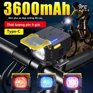 Đèn LED Phía Trước Xe Đạp Dung Lượng Cao 3600mAh Có Đèn Pin Xe Đạp An Toàn Điều Khiển Từ Xa 180 °   Góc Chiếu Sáng Khi Đạp Xe MTB Và Cắm Trại